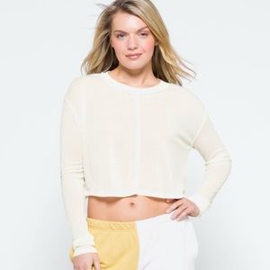 FP Movement By Free People Long Sleeve Crop Knit Top — Medium